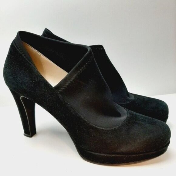 RON WHITE Italy Suede Low Platform Stiletto Heel Slip-on Shoes Sz 9.5 - Picture 3 of 15